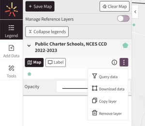 Query data location in map legend pane